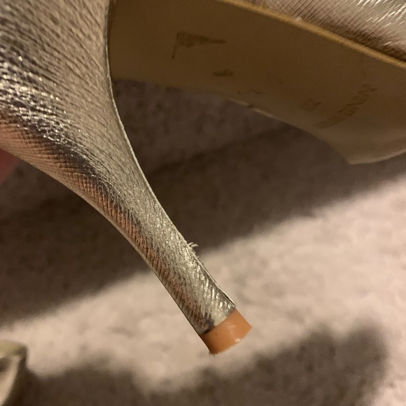 Nine West - Gold Shimmer Open Toed Heels - Picture 8 of 9